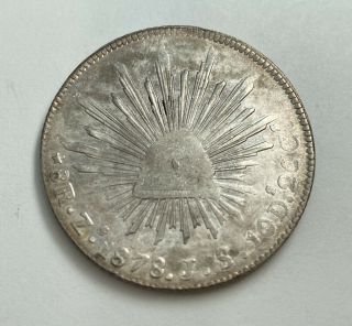 1878 Go Pm Mexico First Republic Guanajuato.  903 Silver 8 Reales