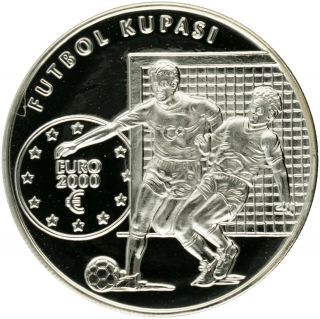 Turkey - Silver 7500000 Lira Coin - European Football Championship - 2000 - Unc