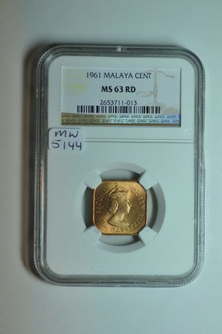 Mw5144 Malaya & British Borneo; Bronze Cent 1961 Ngc Ms63 Rd Km 5