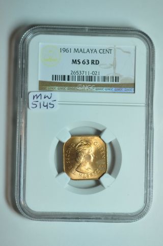 Mw5145 Malaya & British Borneo; Bronze Cent 1961 Ngc Ms63 Rd Km 5