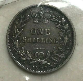 1880 Great Britain 1 One Shilling - Queen Victoria Silver