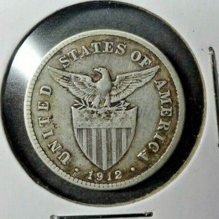 1912 - S Us / Philippines 20 Twenty Centavos Coin Only 750,  000 Minted Km 170