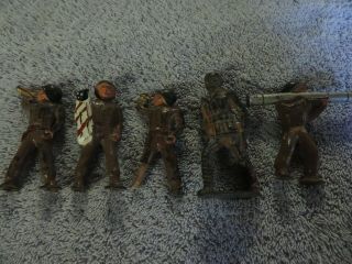 5 Toy Die Cast Iron Soldiers 1950 