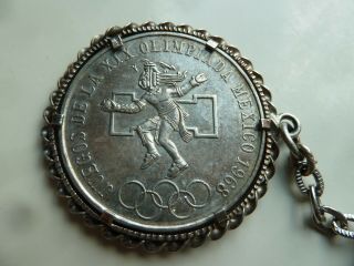 1968 Mexico Xix Olympics.  72 Silver 25 Pesos Coins Mexican Key Chain