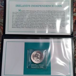 Old World Silver Coin Ireland 10 Scilling 1966 Km18 Easter Rising Anniversary 86