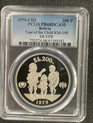 Bolivia 1979 - Chi 200 P Yr Of Child / Silver Crown / Pcgs Pr68dcam /
