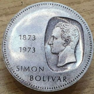 1973 Venezuela Silver 10 Bolivares 100th Anniversary Of Birth Of Simon Bolivar