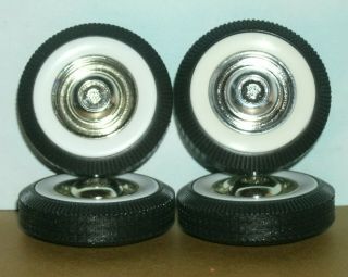 1/18 Scale Whitewall Tires W/ Four 1949 Cadillac Hubcaps - Replacement Car Parts