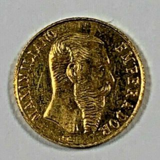 8 K Gold Coin/token,  Emperor Maximiliano,  1865 Uncirculated Mexican