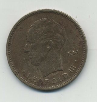 Belgian Congo Belge 5 Francs 1937 Bral Km 24 Vf