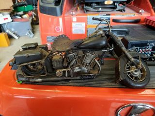 Vintage Bike Motorcycle Harley Davidson Tin Toy Tinplate Car Handmade 15 In