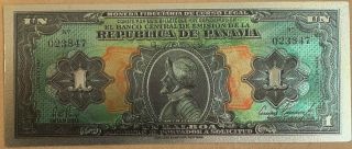 Republic De Panama 1 Balboa 1941 Polymer Silver Plated Note