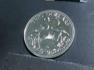 Bahamas 2 Dollars,  1980,  Uncirculated,  Rare Coin,  Km 66,