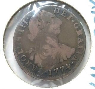 1774 Bolivia,  Charles Iii Of Spain Problem - Silver 2 Reales Coin,  90 Silver