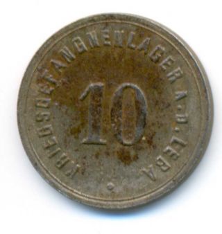 Germany Wwi German Prisoners Camp A.  D.  Leba Notgeld Iron Coin 10 Pfennig Vf
