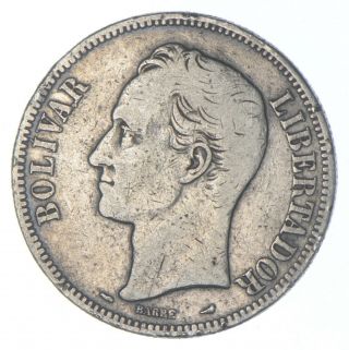 Silver - World Coin - 1912 Venezuela 5 Bolivares - World Silver Coin 054