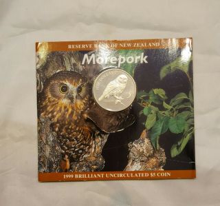 Zealand - 1999 - Uncirculated 5 Dollars Coin - Morepork Owl