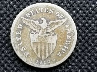 Us Usa Philippines 20 Twenty Centavos Coin Silver 1912 - S