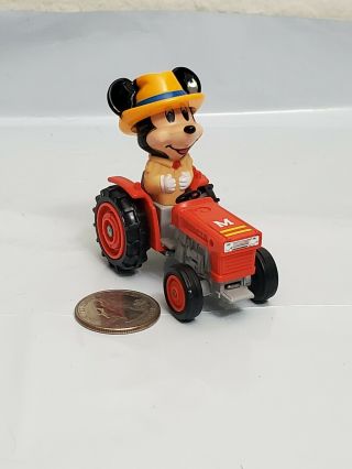 Vintage Walt Disney Tomy Pd - 7 Mickey Mouse Kubota Farm Tractor Diecast Japan
