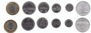 Comoros - Set 6 Coins 5 10 25 50 100 250 Francs 1992 - 2013 Unc Comores