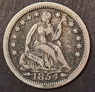Usa Seated Liberty Half Dime (arrows At Date) 1854.  Silver.  Xf (186)