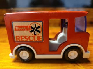 Vintage Old Buddy L Red Rescue Vehicle Truck Ambulance Made In Japan