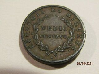 Chile 1835 1/2 Medio Centavo Old Coin