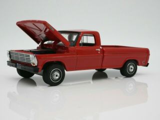 1969 Ford F - 100 Red 1/64 Scale Diecast Collector Pickup Truck Real Tires