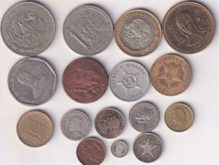 16 Central America Coins,  Inc Silver 1834 - 2012 Mexico,  Panama,  Colombia Etc P21