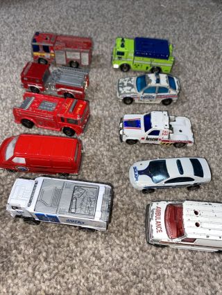 Bundle Of Toy Vehicles Police Cars Fire Engines Ambulance Matchbox Hot Wheels We
