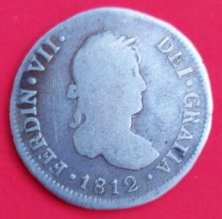 Peru Silver Coin 2 Reales 1812 Fine - Lima - Fernando Vii