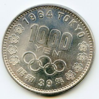 Japan 1000 Yen 1964 Olympics Silver Comm Crown Y - 80 Hg Lotmay5501