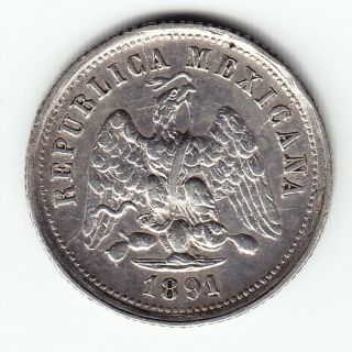 Mexico 10 Centavos 1891 - Zs Km403.  10 Ag.  903 & Scarce In