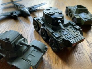 Dinky Armoured Car,  Ferret Car And C55 Baron Plus Corgi Saladin Armoured Car