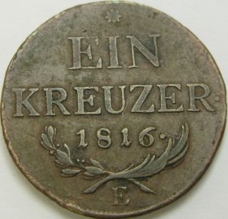 Austria 1 Kreuzer 1816e - Copper - Franz Ii - Vf - 2797 ¤