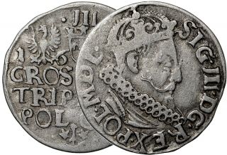 Poland Medieval Sigismund Iii,  3 Grosze Groschen - Trojak 1621 Silver Coin 13253