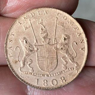 East India Company Copper Xx Cash Coin 1808.  Admiral Gardner Treasure Salvage.