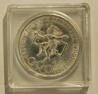 1968 - Mexican Silver 25 Peso Coin - Olympic Games - Uncirculated (0.  0720)