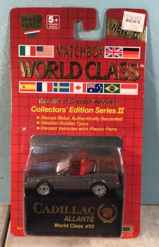 Vintage 1989 Matchbox Toys World Class 12 Cadillac Allante On Card Wc010