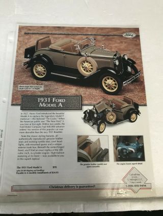Extremely Rare Danbury 1931 Ford Model A Sales Ad Page & Title Only