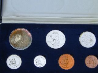 South Africa 1967 Proof Set In Mixed Language Legends Toned Coins.