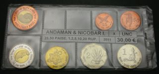 Andaman & Nicobar Islands 25,  50 Paise & 1,  2,  5,  10,  20 Rupees 2011 - 7 Coins.