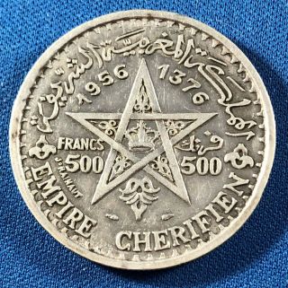 1956 Morocco 500 Francs - Silver (. 900) World Coin