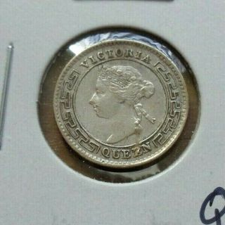 1897 Ceylon 10 Cents Sri Lanka Silver World Coin Queen Victoria Km 94