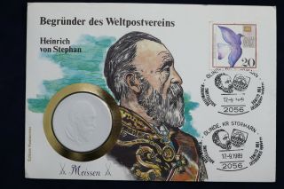 Germany 1989 Porcelain Fdc Heinrich Von Stephan Numbered Medal B13 Bx3 - 22