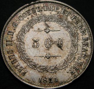 Brazil 500 Reis 1851 - Silver - Vf/xf - 1826 ¤