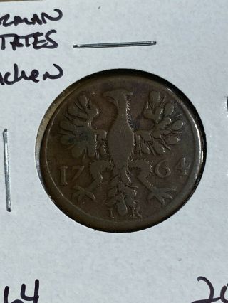 1764 German States Aachen 12 Heller Low Mintage