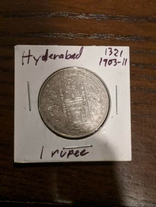 India Princely States Hyderabad Silver Rupee Coin Ah 1323 (1905)