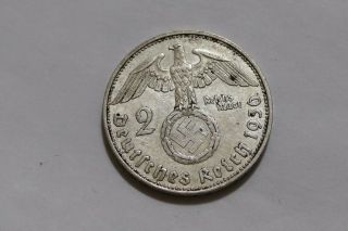 Germany Third Reich 2 Reichsmark 1936 E Silver B36 K2676
