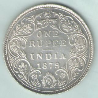 British India 1879 Victoria Empress One Rupee Silver Key Date Rare